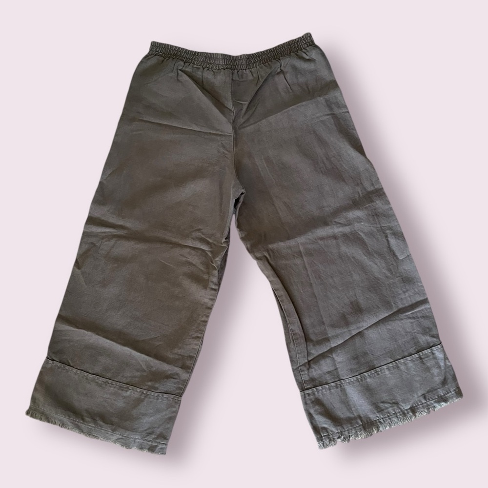 Pharaoh Collection Army Green Wide Leg Crop Pants - Picture 2 of 6